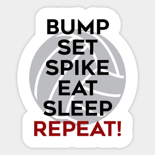 Bump Set Spike Eat Sleep Repeat Sticker